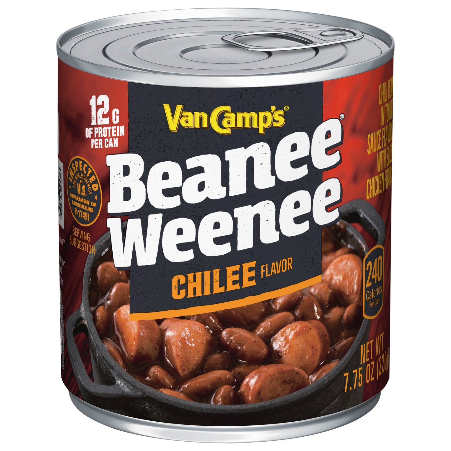 Van Camp's Chilee Flavor Beanee Weenee, Canned Food, 7.75 OZ