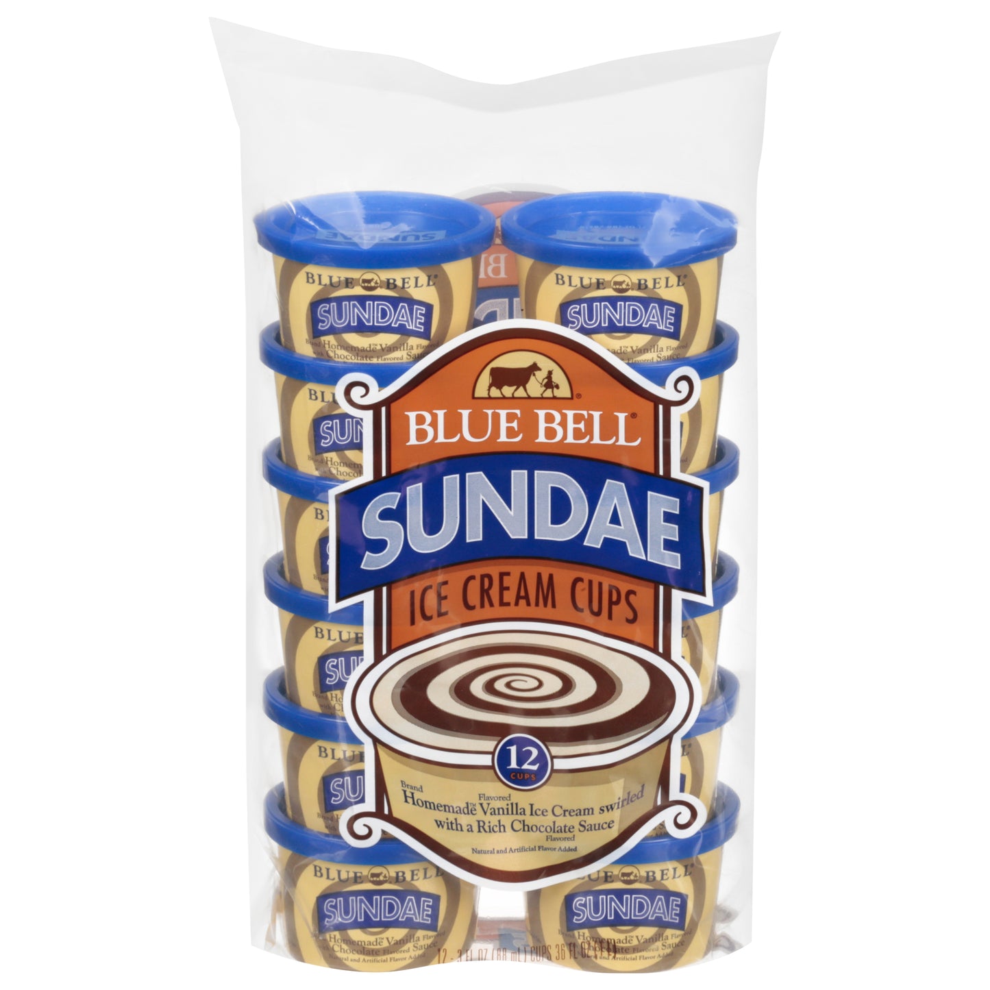 Blue Bell Sundae Ice Cream Cups - 12 ct / 3 fl oz
