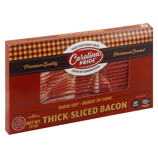 Carolina Pride Thick-Sliced Hardwood Smoked Premium Quality Bacon 12 oz Box