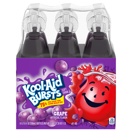 Kool-Aid Bursts Grape Artificially Flavored Soft Drink, 6 ct Pack, 6.75 fl oz Bottles