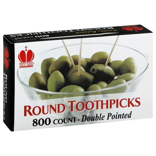 Poly King Round Double Pointed Toothpicks 800 ea