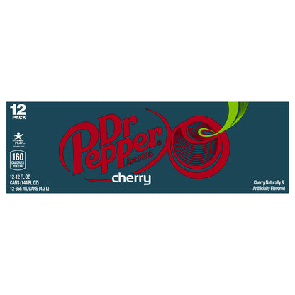 Dr Pepper Cherry Soda, 12 fl oz cans, 12 pack