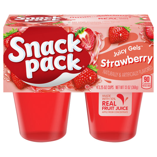 Snack Pack Strawberry Flavored Juicy Gels, 4 Count Snack Cups