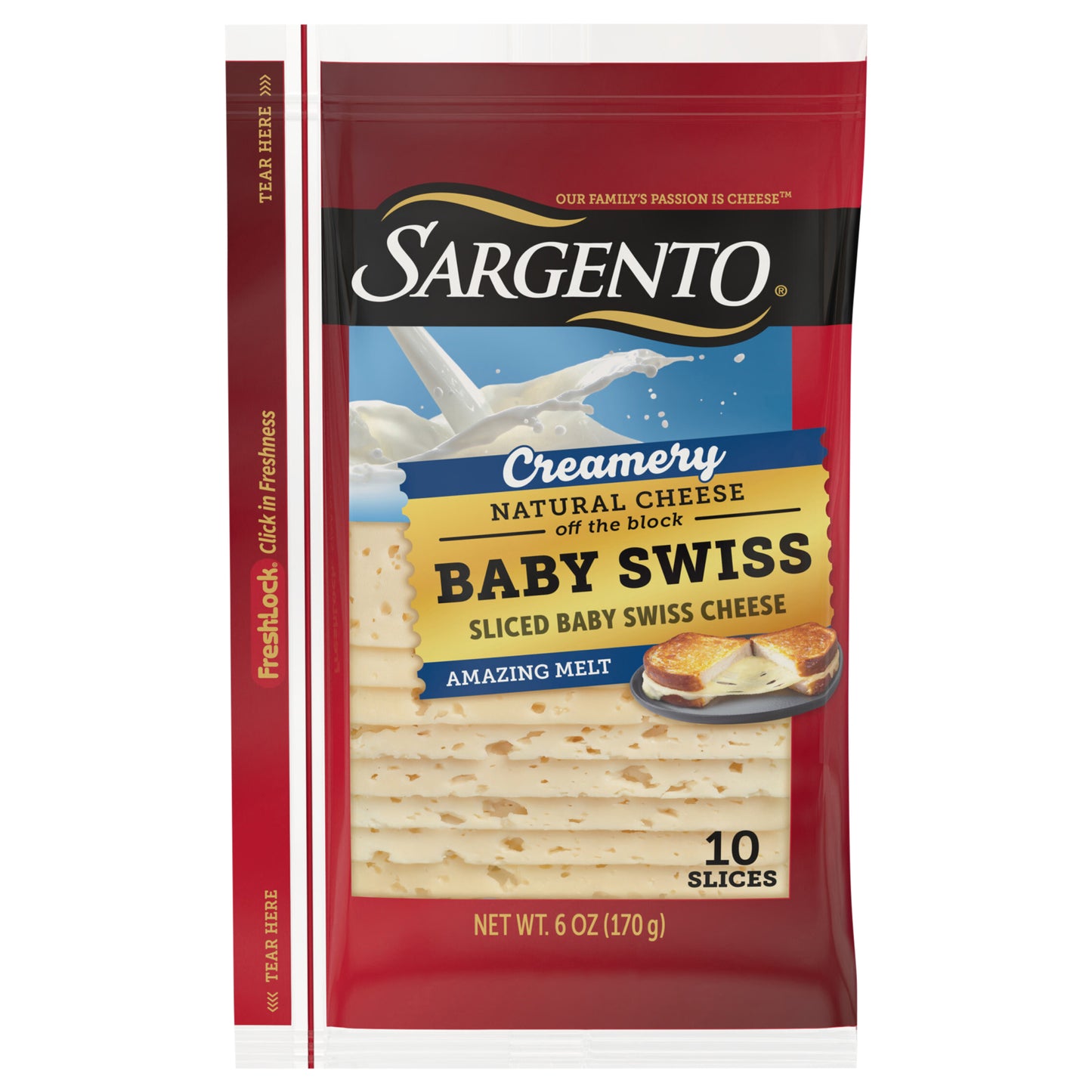 Sargento® Creamery Sliced Baby Swiss Natural Cheese, 10 slices