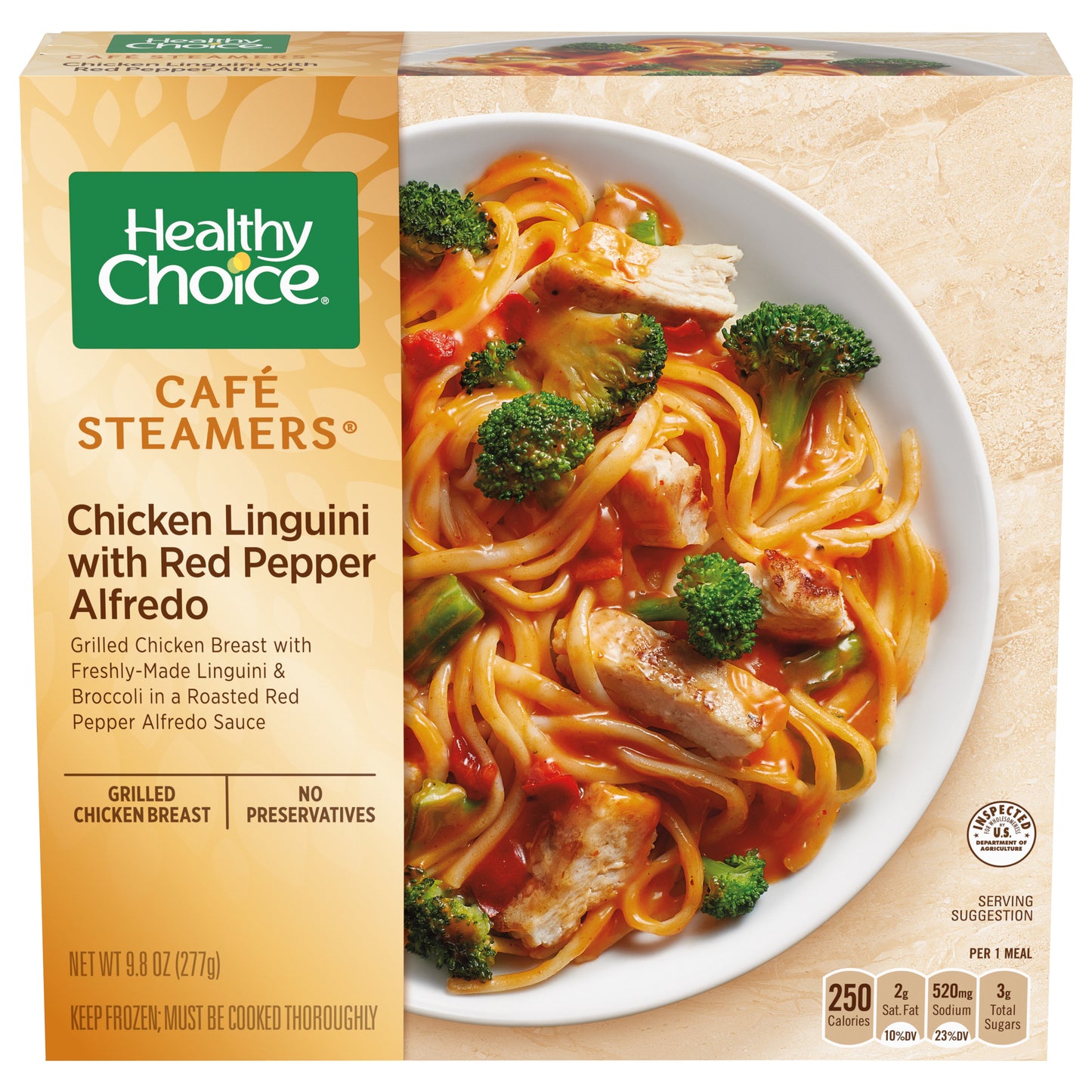 Healthy Choice Café Steamers Chicken Linguini With Red Pepper Alfredo Frozen Meal, 9.8 oz.