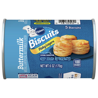 Pillsbury Flaky Layers Refrigerated Buttermilk Biscuits, 5 ct., 6 oz.