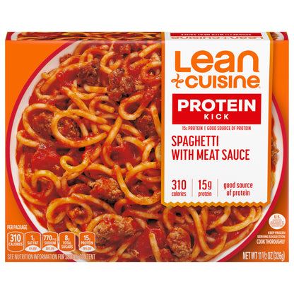 Lean Cuisine Frozen Meal Spaghetti With Meat Sauce, Protein Kick Microwave Meal, Microwave Spaghetti Dinner, Frozen Dinner for One 11.5 oz.