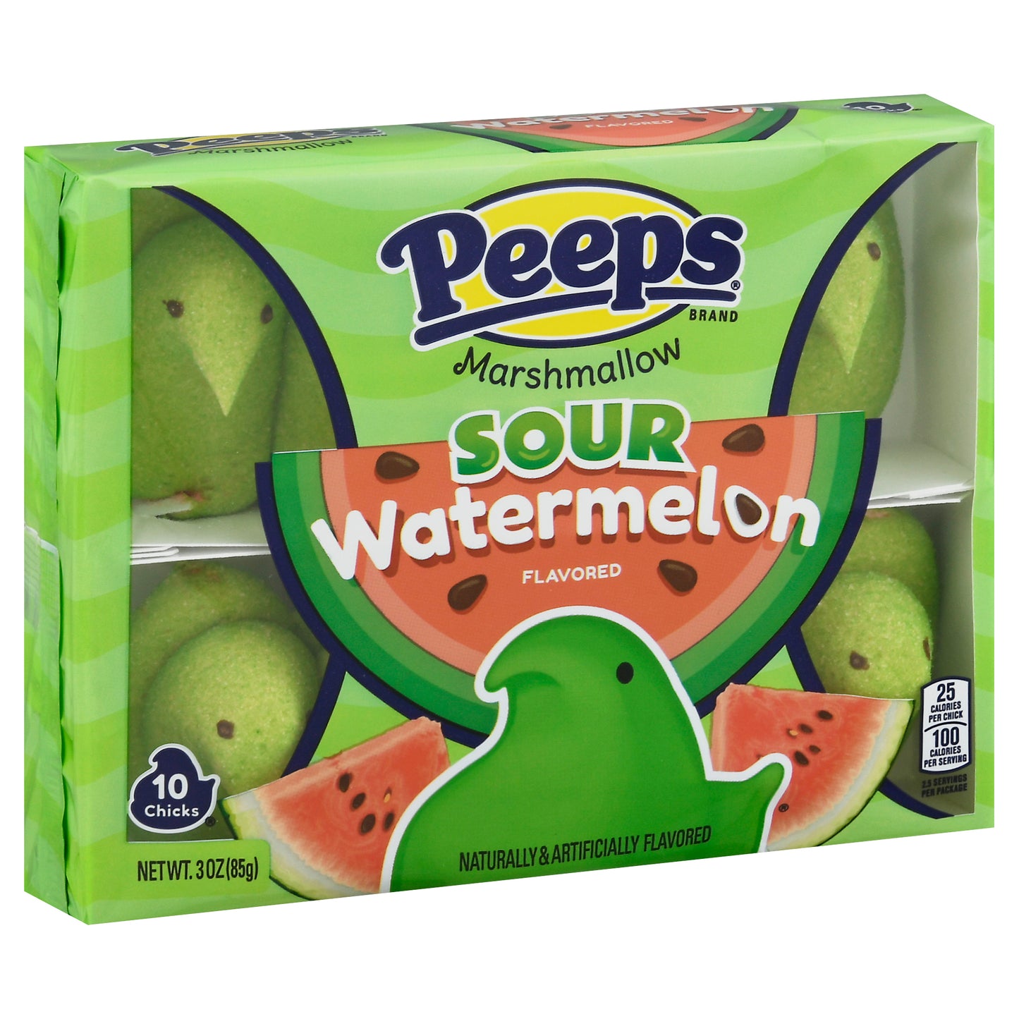 Peeps Marshmallow Chicks Sour Watermelon Candy 10 Chicks