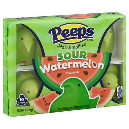 Peeps Marshmallow Chicks Sour Watermelon Candy 10 Chicks