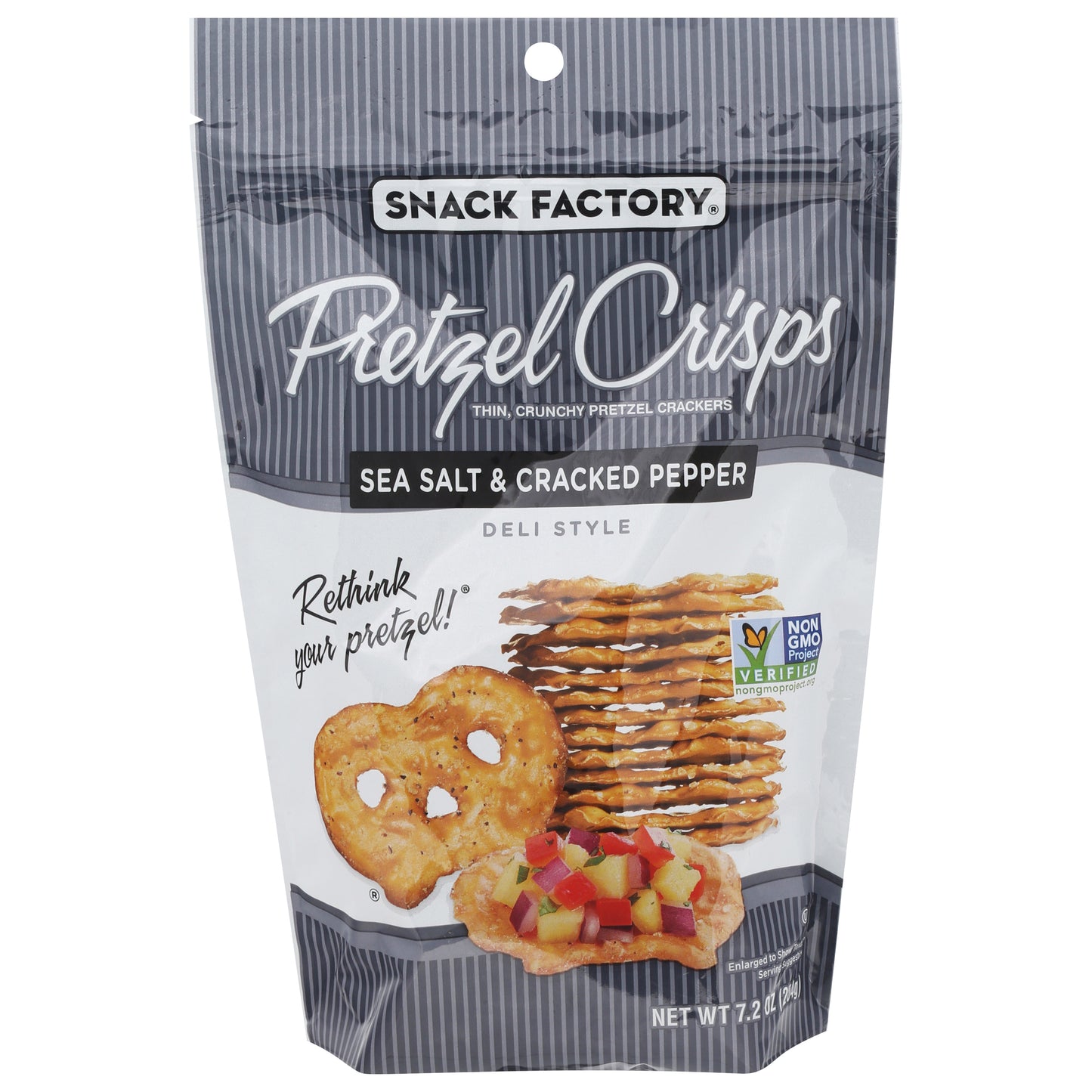 Snack Factory Deli Style Sea Salt & Cracked Pepper Pretzel Crisps 7.2 qt