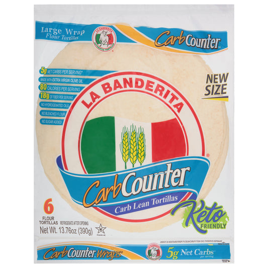 La Banderita CarbCounter Large Wrap Flour Tortillas 6 ea