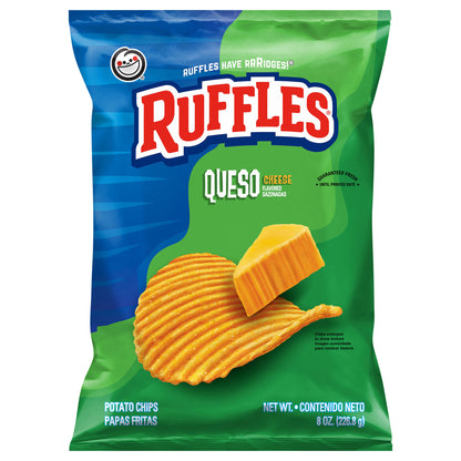 Ruffles Potato Chips Queso Cheese Flavored 8 Oz
