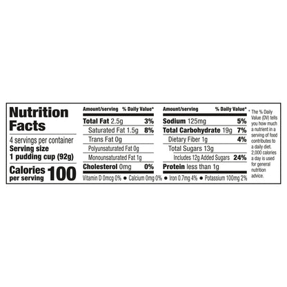 Snack Pack Chocolate Pudding, 4 Count Pudding Cups