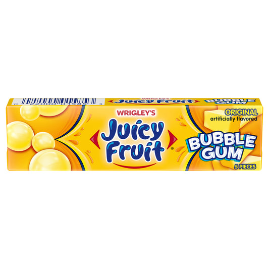 JUICY FRUIT Original Sugar Free Bubble Gum, 5-Piece Single Pack