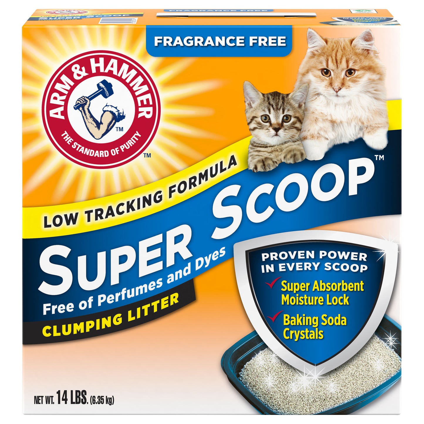 Arm & Hammer Super Scoop Fragrance Free Clumping Clay Cat Litter, 14 lb