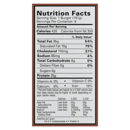 BUBBA burger Original Beef 2lbs. 6 Burgers