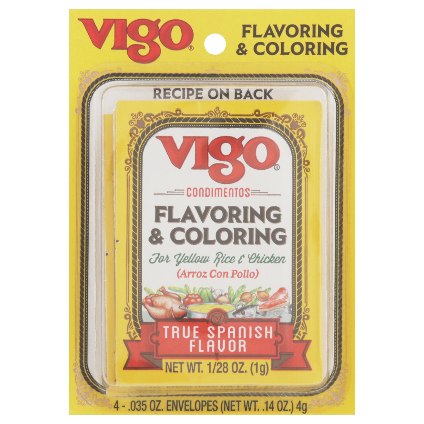 Vigo True Spanish Flavor Flavoring & Coloring 4 - 0.035 oz Envelopes