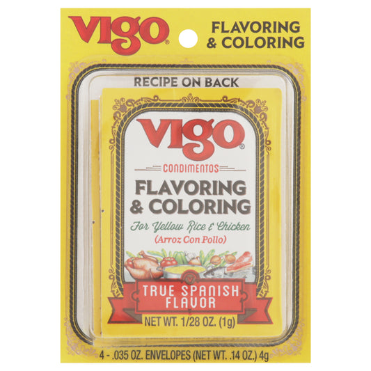 Vigo True Spanish Flavor Flavoring & Coloring 4 - 0.035 oz Envelopes