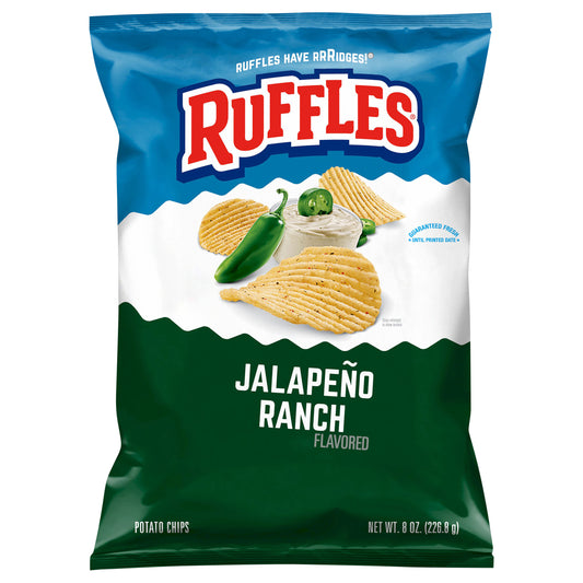 Ruffles Potato Chips Jalapeno Ranch Flavored 8.0 Oz