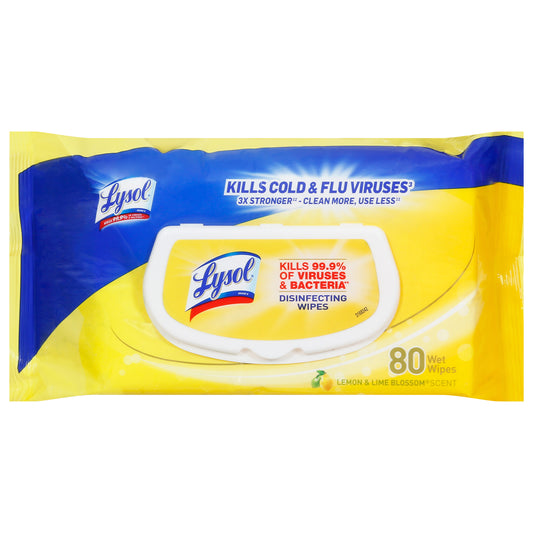 Lysol Lemon & Lime Blossom Scent Disinfecting Wipes 80 ea