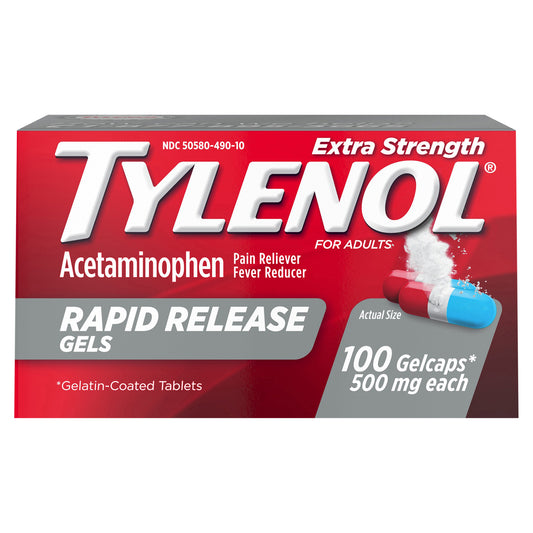 Tylenol Extra Strength Acetaminophen Rapid Release Gels, 100 ct