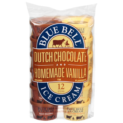 Blue Bell Dutch Chocolate and Homemade Vanilla Ice Cream Cups - 12 ct / 3 fl oz