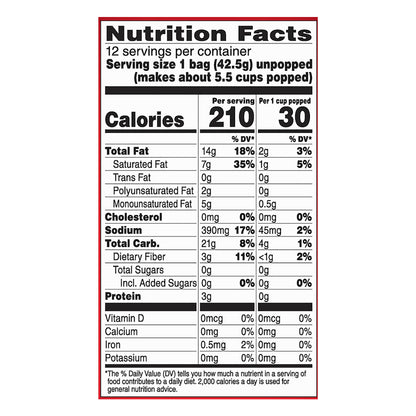 Orville Redenbacher's Butter Popcorn, 1.5 Ounce Single Serve Bag, 12-Count