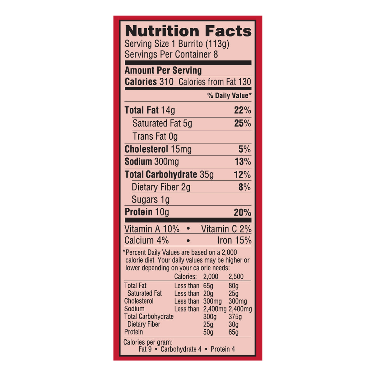 El Monterey Beef and Bean Red Chili Burritos, 8 Pack Family Size, 32oz