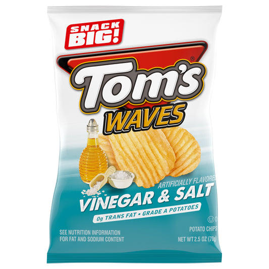 Tom's Waves Vinegar & Salt Potato Chips 2.5 oz