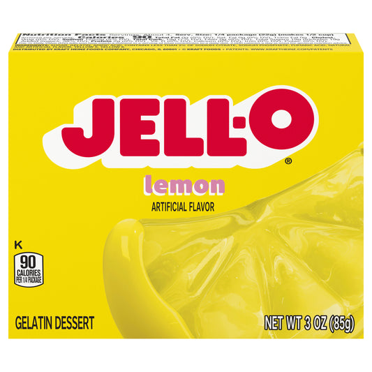 Jell-O Lemon Artificially Flavored Gelatin Dessert Mix, 3 oz Box