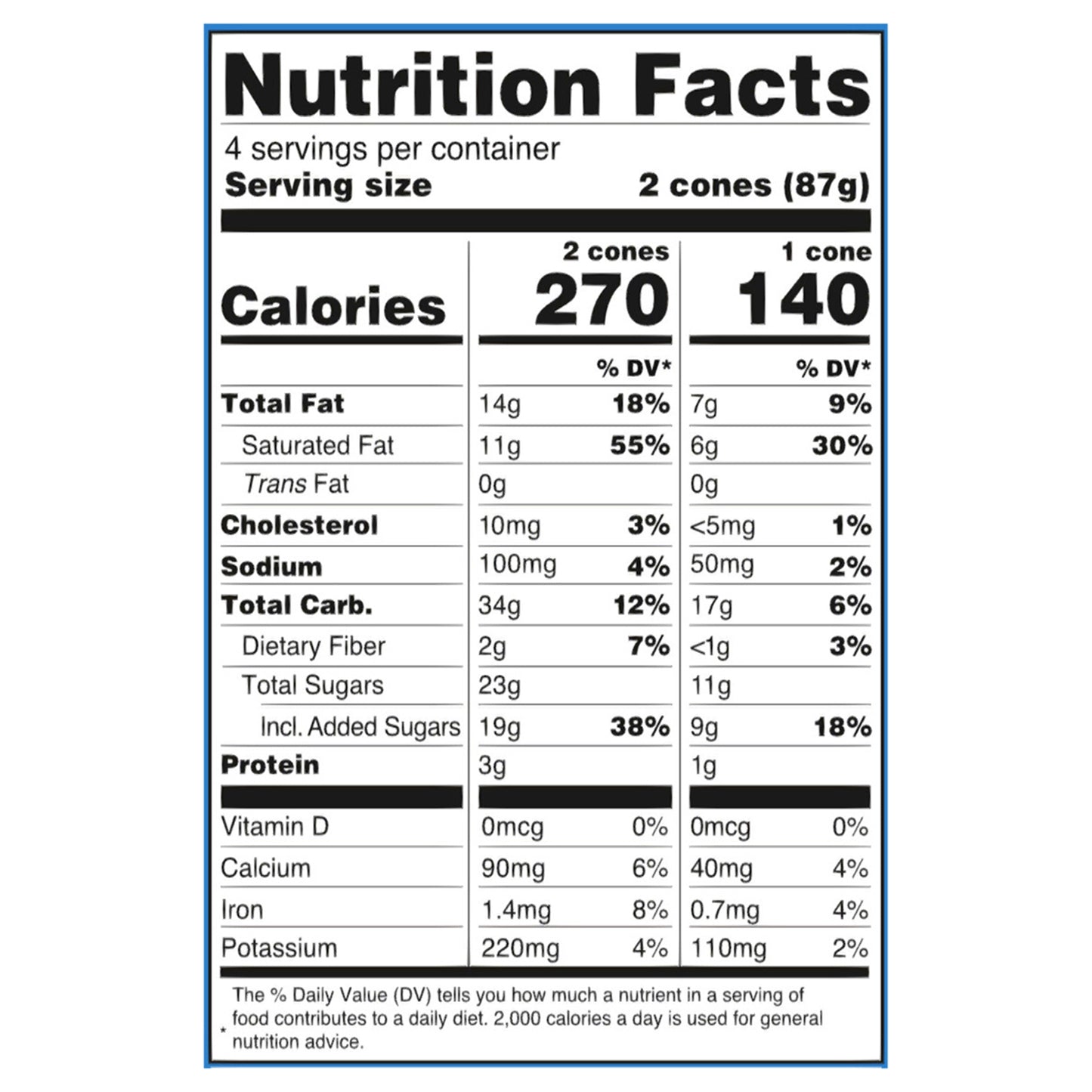 Blue Bunny Mini Swirls Chocolate Cones, Frozen Dessert, 8 Pack