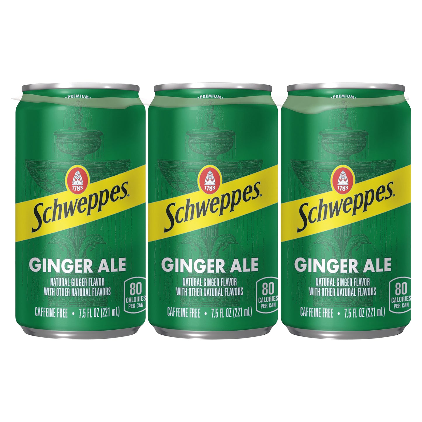Schweppes Ginger Ale Soda, 7.5 fl oz cans, 6 pack