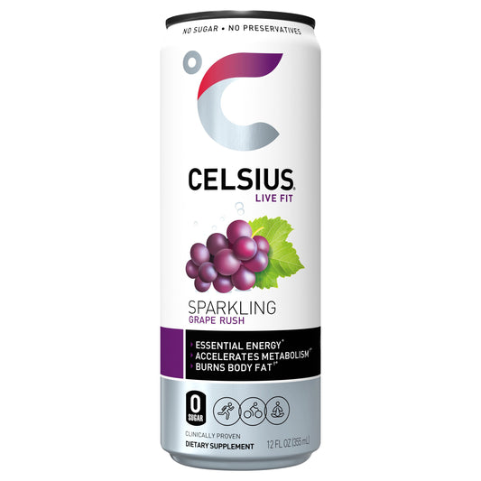 Celsius Energy Drink Sparkling Grape Rush 12 Fl Oz