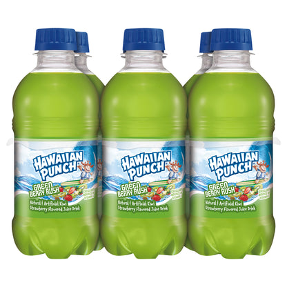 Hawaiian Punch Green Berry Rush, 10 fl oz bottles, 6 pack