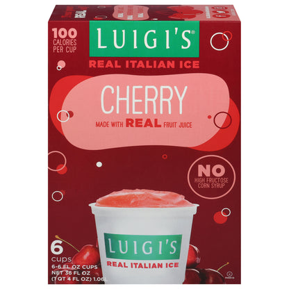 Luigi's Cherry Real Italian Ice 6 - 6 fl oz Cups