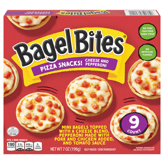 Bagel Bites Cheese & Pepperoni Mini Pizza Bagel Frozen Snacks, 9 ct Box