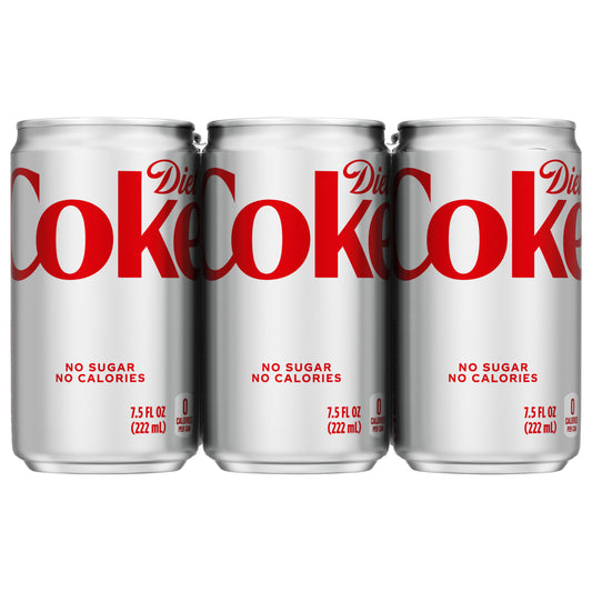 Diet Coke Soda Soft Drink, 7.5 fl oz, 6 Pack