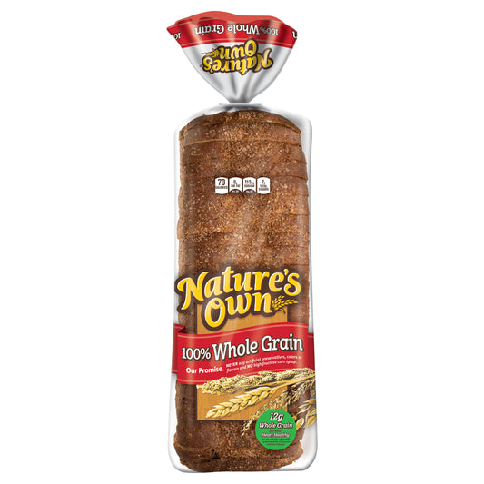 Nature's Own 100% Whole Grain, Whole Grain Sandwich Bread, 20 oz Loaf
