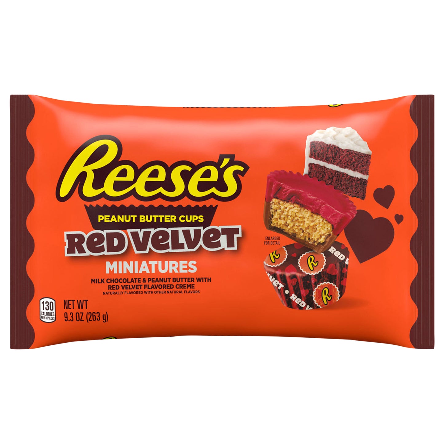 REESE'S Miniatures Milk Chocolate and Red Velvet Flavored Creme Peanut Butter Cups, Valentine's Candy Bag, 9.3 oz