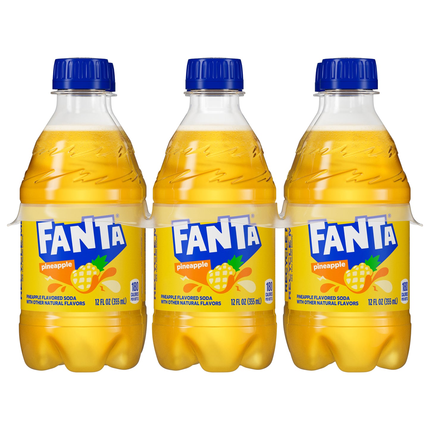 Fanta Pineapple Soda Bottles, 12 fl oz, 6 Pack
