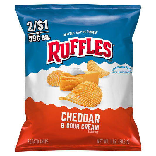Ruffles Potato Chips Cheddar & Sour Cream Flavored 1 Oz