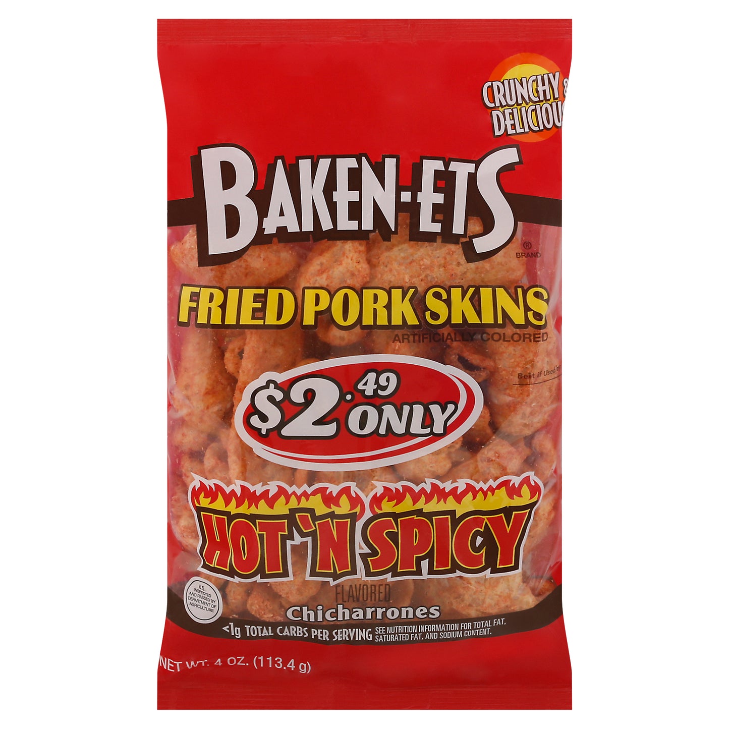 Baken-Ets Hot 'N Spicy Fried Pork Skins 4 oz
