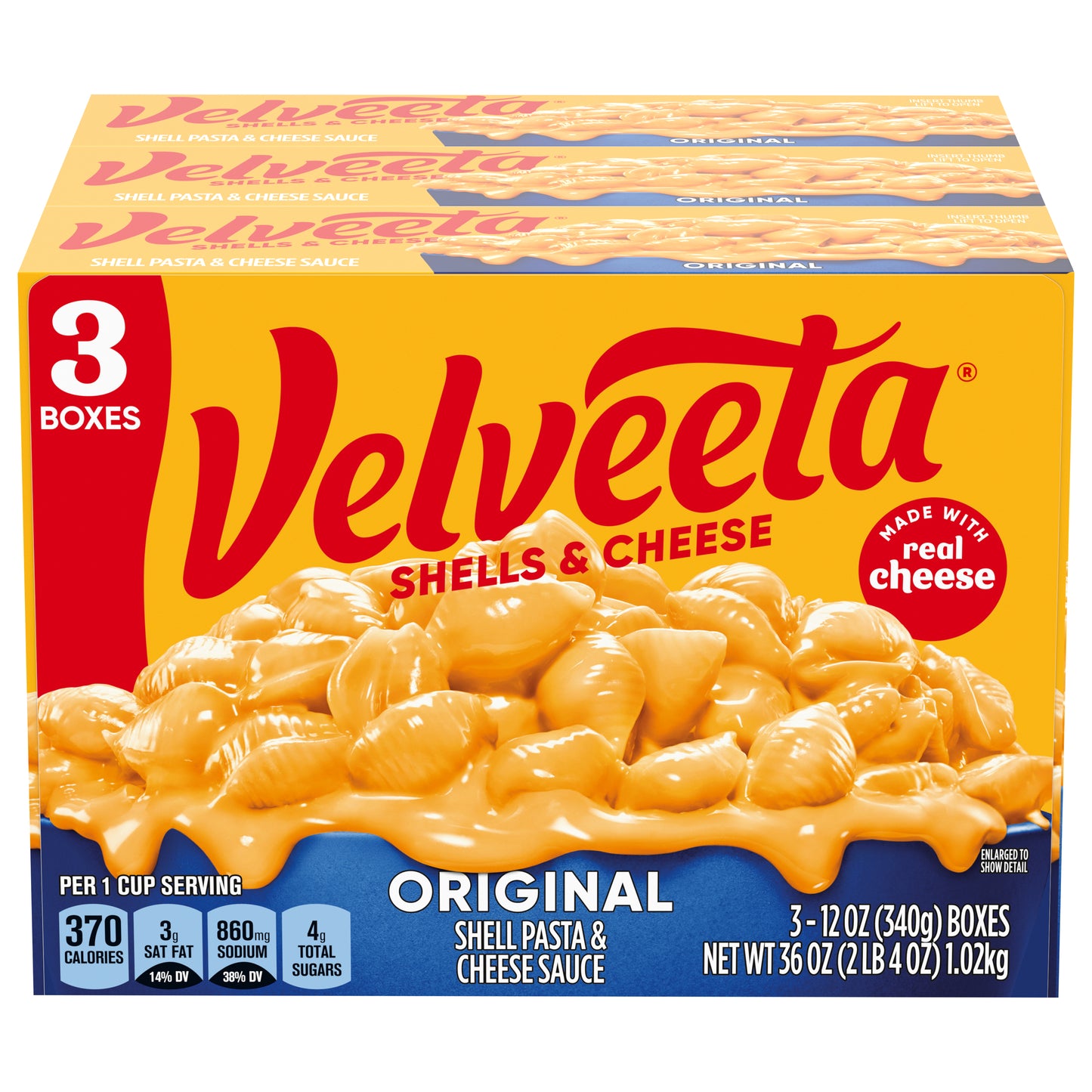 Velveeta Original Shells & Cheese Box 3 - 12 oz Pack