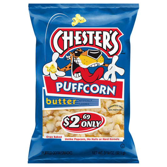 Chester's Puffed Corn Snacks Butter Artificially Flavored 3 1/4 Oz