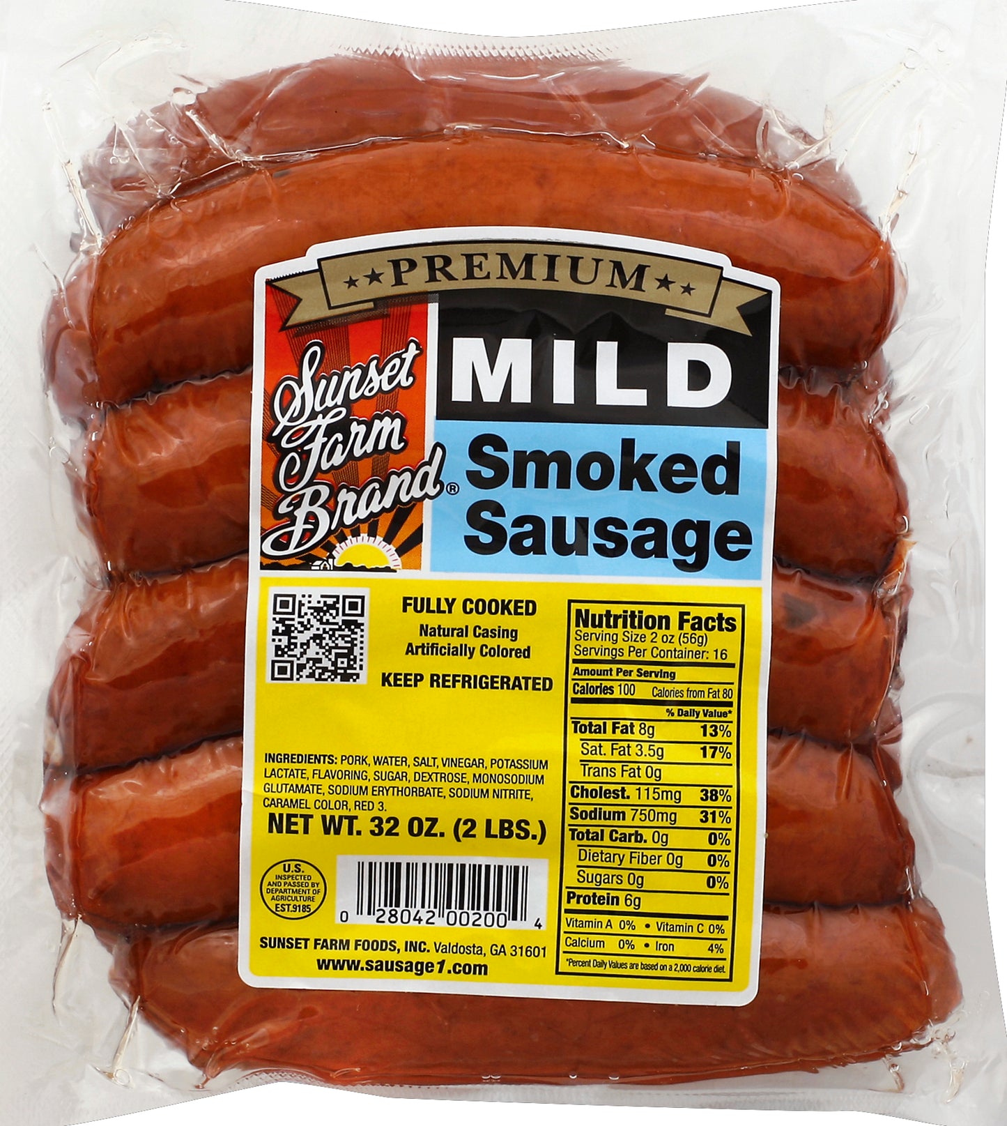 Sunset Farm Brand SUNSET FARM SAUSAGE SMK MILD 32 OZ