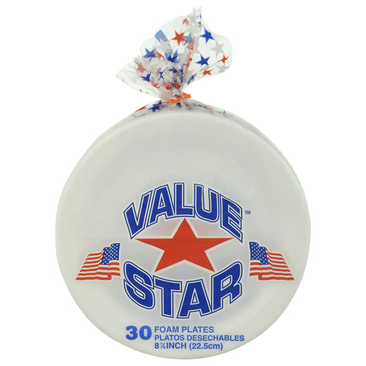 Value Star Foam Plates 30 ea