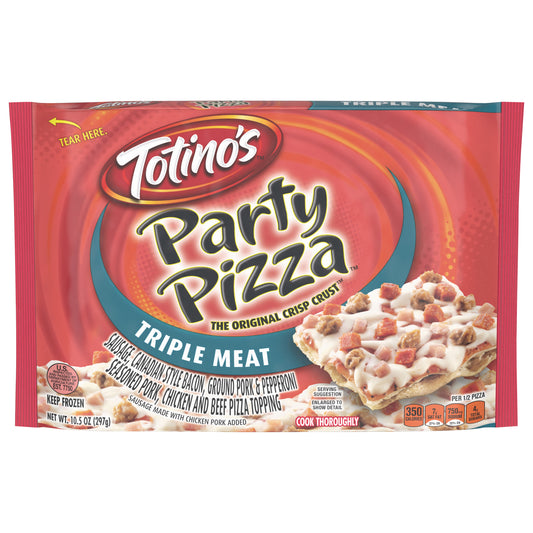 Totino's Party Pizza, Triple Meat, Frozen Snacks, 10.5 oz, 1 ct