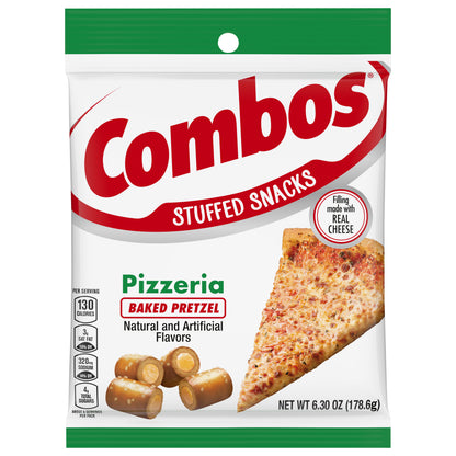 COMBOS Stuffed Snacks Pizzeria Baked Pretzel Snacks, 6.3 oz Bag