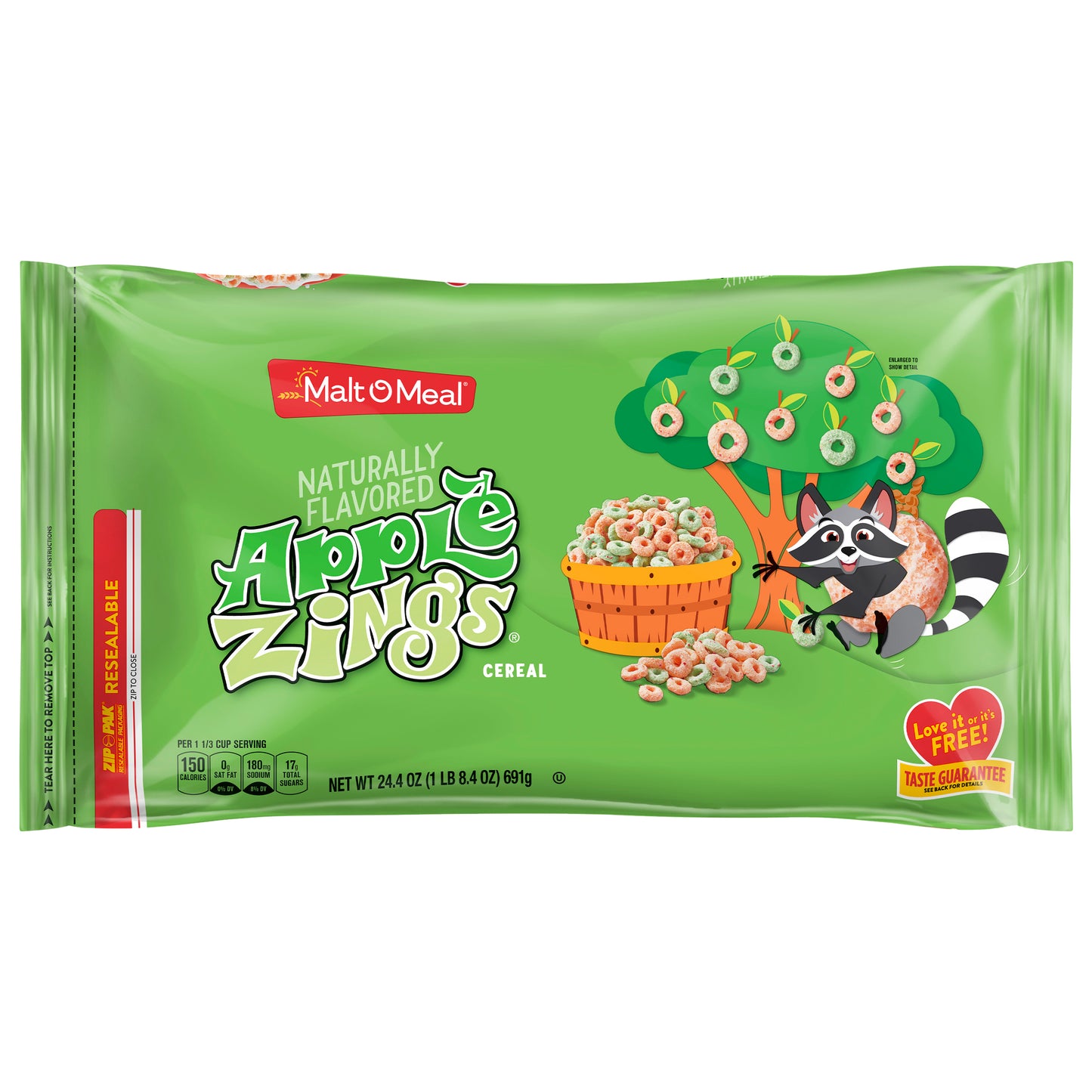 Malt O Meal Apple Zings Cereal Family Size 24.4 oz
