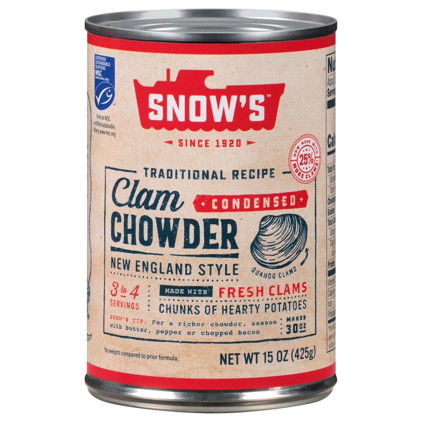 Snow's® Traditional Recipe New England Style Condensed Clam Chowder 15 oz. Can